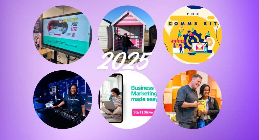 Soundbite Media 2025. A collage of 6 images from the year including workshops, The Comms Kit and meeting Simon Squibb